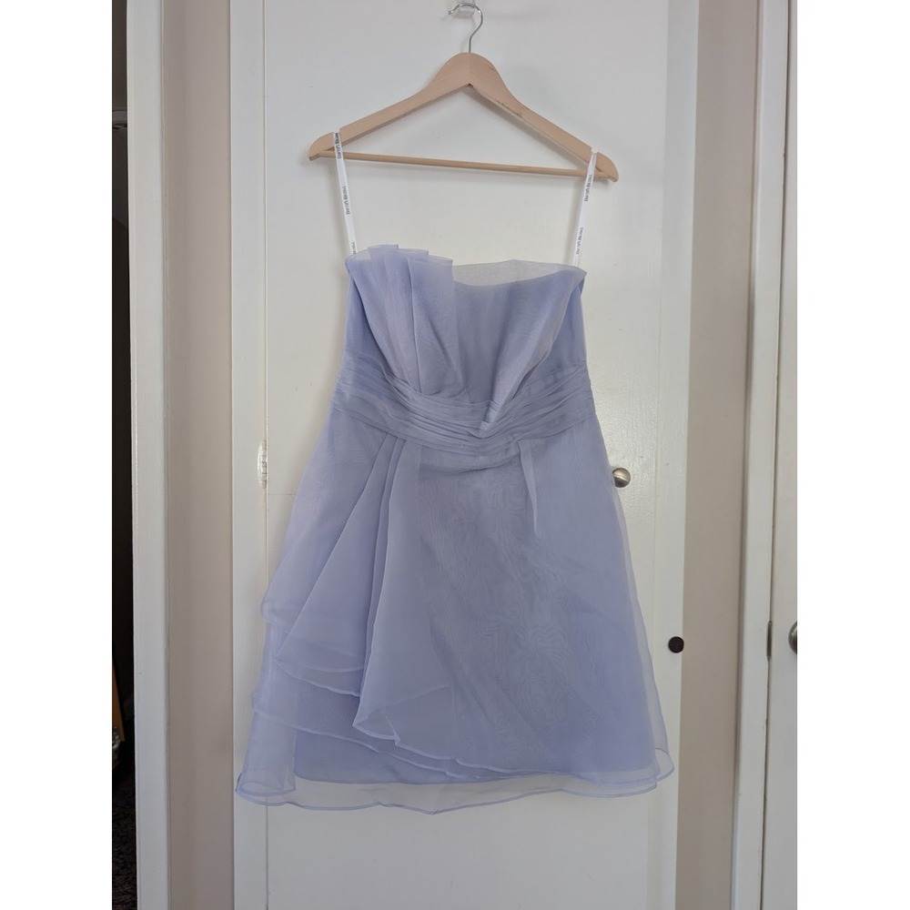 Davids Bridal Short Strapless Organza Dress Ruched Waist Womens 12 Wedding Guest
